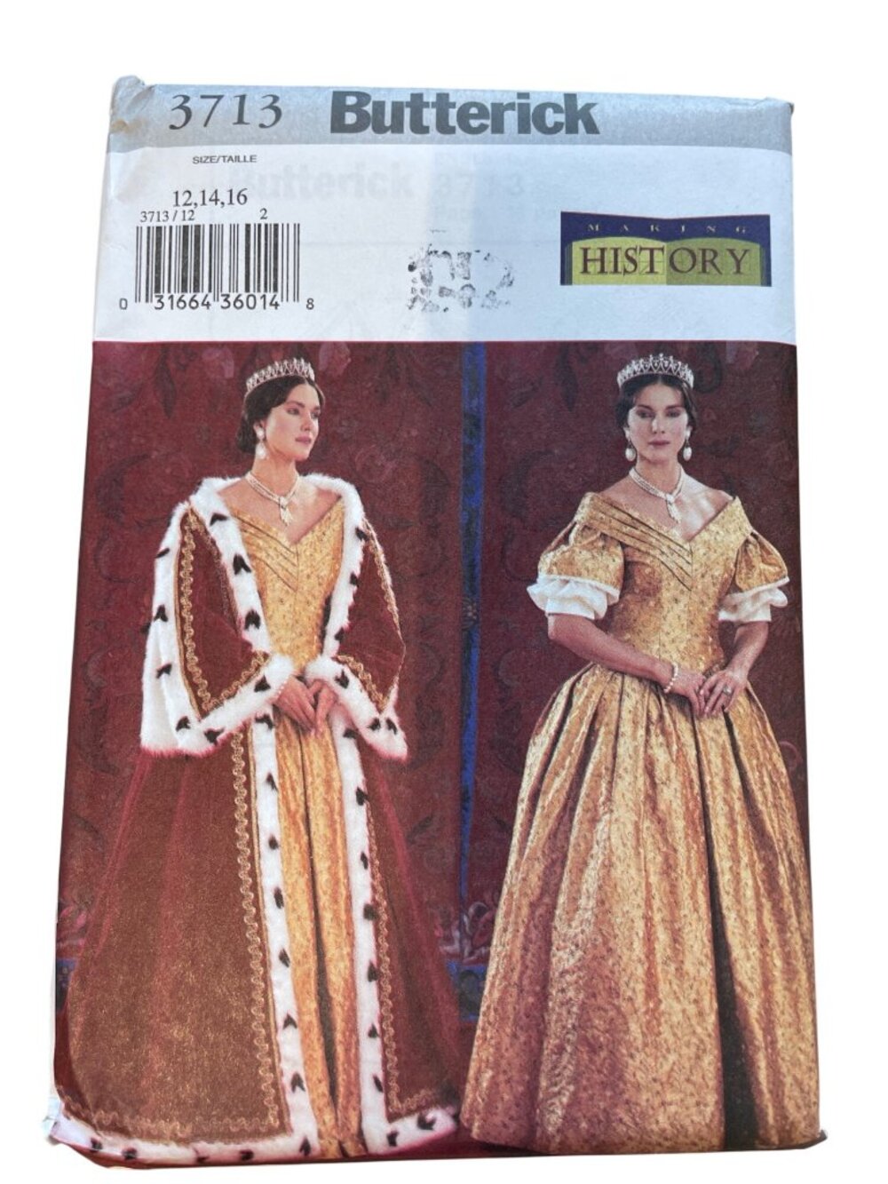Butterick 3713 Sewing Pattern Sizes 12 14 16 Misses Historical Costume Retro CUT